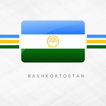 Vibrant Animated Bashkortostan Flag Waving in Button Frame with Dynamic Blue, White, Green for National Pride and Cultural Patriotism