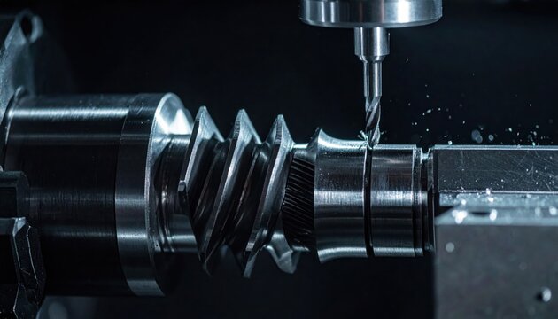 Extreme Macro of a Precision-Cut Metal Escapement Component Being Machined