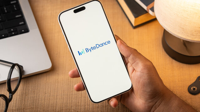 ByteDance logo is displayed on the screen of a smartphone, in Bangalore, India, on May 11, 2026
