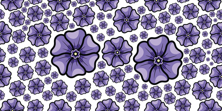 Seamless purple flower pattern elegant design with botanical vector art