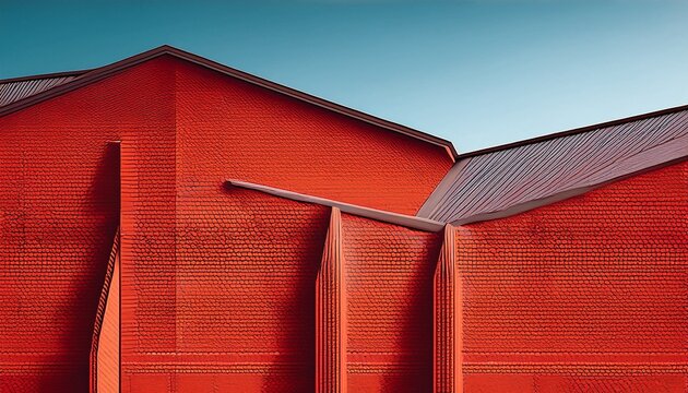 architecture details industrial building facade zigzag roof red brick wall factory construction