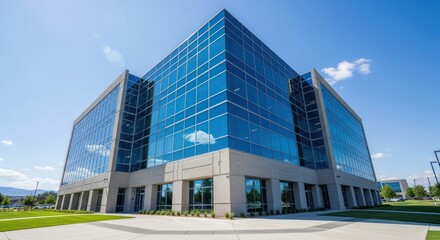 Obraz premium Modern glass and concrete office building exterior