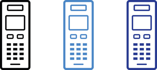 Remote Control and Handheld Device Icon Set in Black, Blue, and Gradient Vector Styles © Rupaly