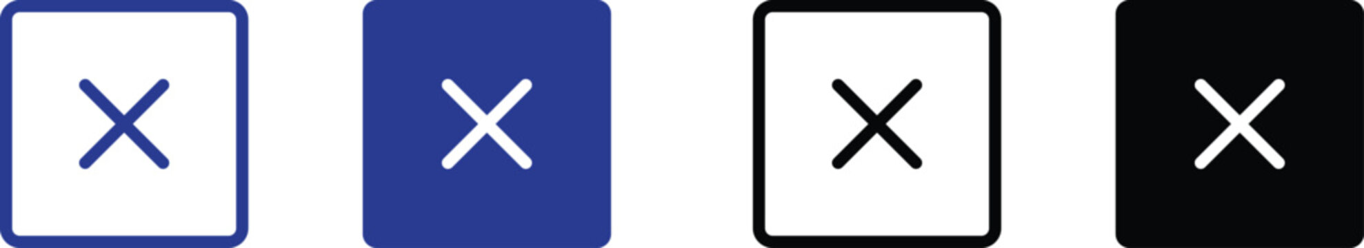 Minimalist Square Cancel Symbols for Web and App UI Design