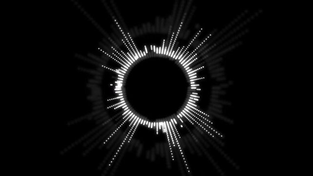 Dynamic white audio spectrum analyzer background on black