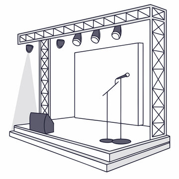 Stage with microphone and spotlight