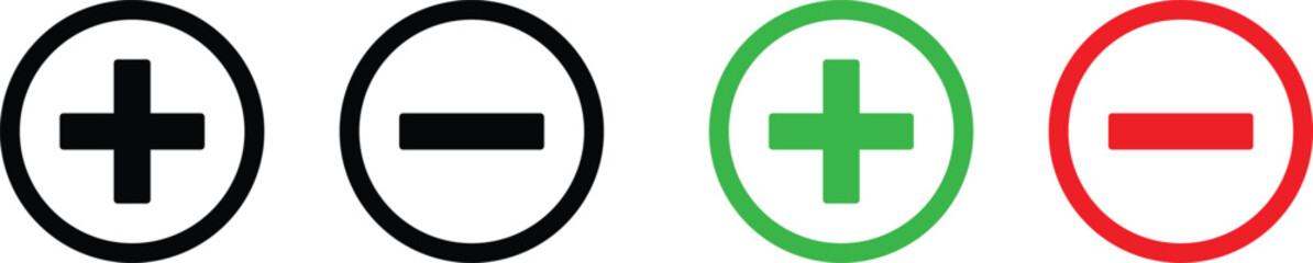 Fototapeta premium Minimalist Plus and Minus Symbols for UI Controls and Mathematics