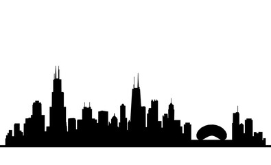 Obraz premium Chicago Skyline Silhouette with Willis Tower and Cloud Gate