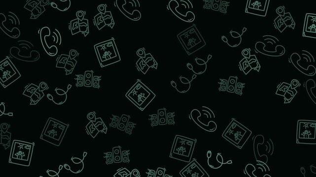 Seamless pattern with medical icons on dark background