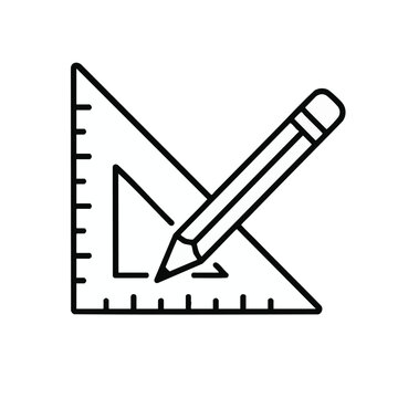 Drafting tools, drawing instruments, ruler and pencil, graphic design, architecture icons