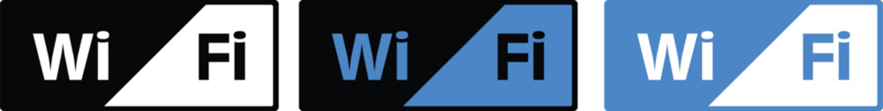 Wi-Fi Connectivity Badge Set in Black, White, and Blue Vector Styles