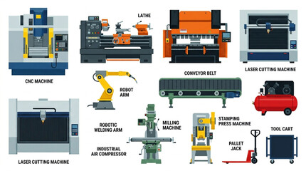 Collection of Industrial Manufacturing Machines and Equipment. © Joni