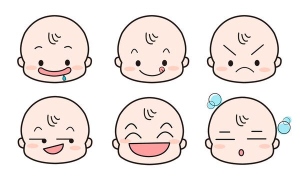 赤ちゃんの喜怒哀楽表情カラーイラスト2