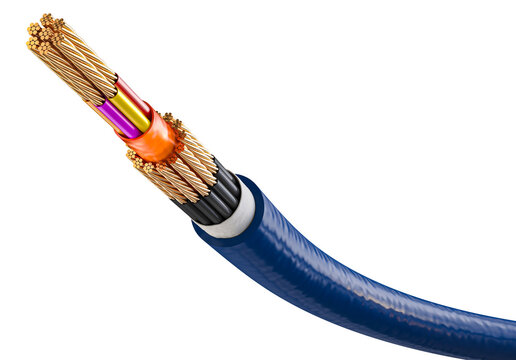  electric cable cross section with exposed wires 3d isolated