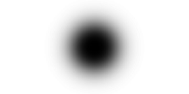 Black radial gradient glow effect isolated on transparent background soft shade element.
