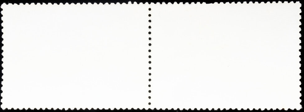 Clean empty back of a double postage stamp against a dark background. Ready as a mockup blank for creative designs, vintage letters, and personalized greeting ideas. Photo