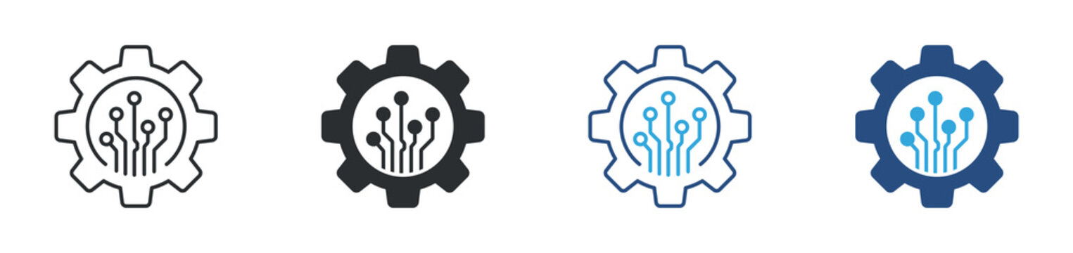 gear with circuit icon set, technology and engineering Icon , vector illustration . 