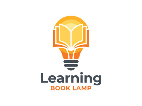 This creative logo combines a light bulb and an open book, symbolizing innovative learning and enlightenment, ideal for educational tools, workshops, or tutoring services.