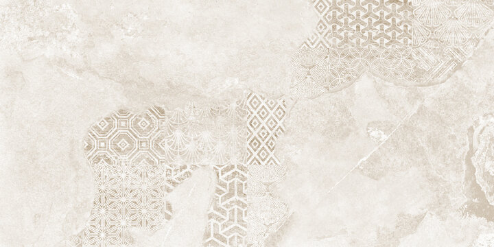 Cream vintage patchwork seamless pattern. Retro repeating wallpaper , fabric or ceramic digital print, Grunge background