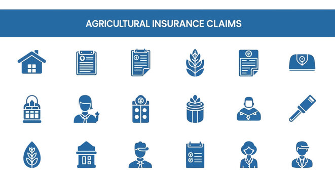 Agricultural Insurance Claims Vector Icons