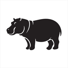 Obraz premium Hippopotamus silhouette style minimalist on white background