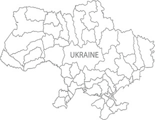 Obraz premium Simple outline map of ukraine with regions borders