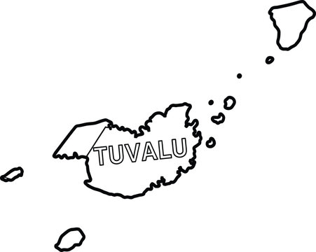 Simple black outline map of tuvalu country with text label