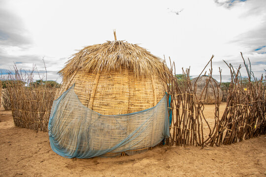 straw hat on a desrt