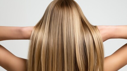Fototapeta premium Long, straight hair flows down a woman's back