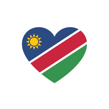 The heart shaped symbol represents Namibia flag with a sun on blue background