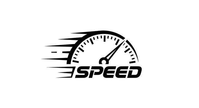 Speedometer logo with speed text.