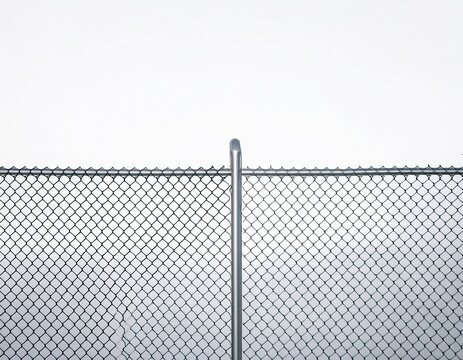 silver chainlink fence with white background white background