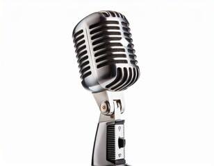 Fototapeta premium vintage silver microphone isolated on white background