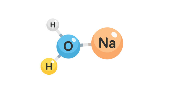 Sodium Hydroxide Molecule 3d Render with Copy Space