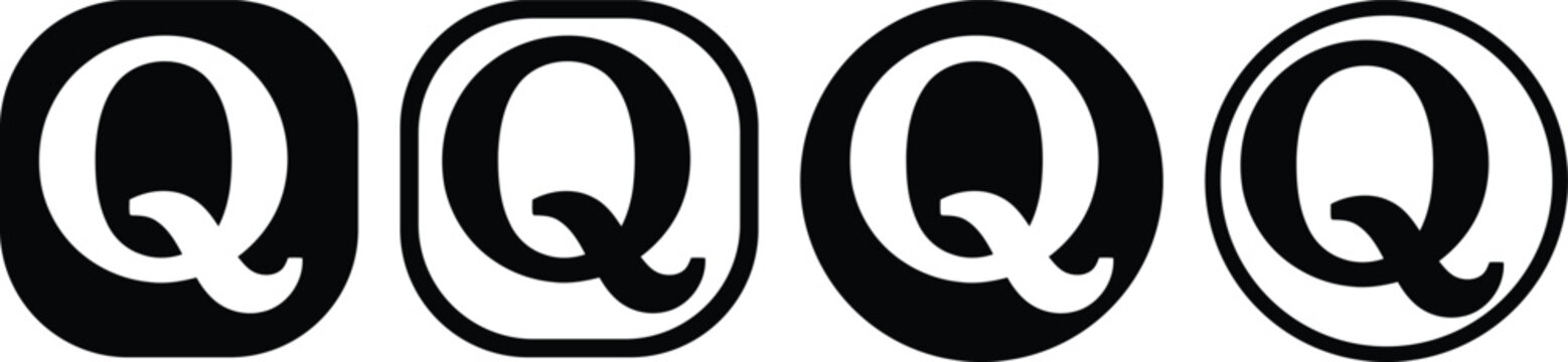 Quora social media icons collection in monochrome style featuring question and answer community platform symbol variations design