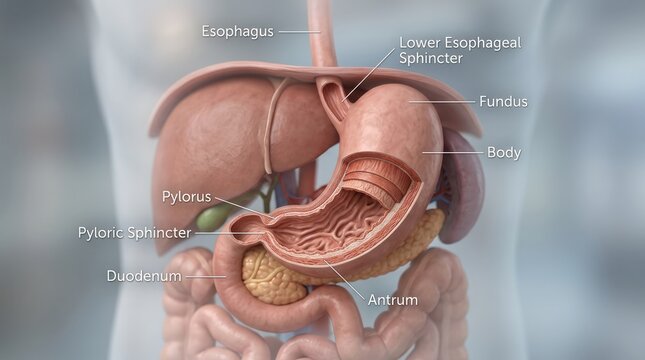 Detailed Human Stomach Anatomy with Labeled Organs