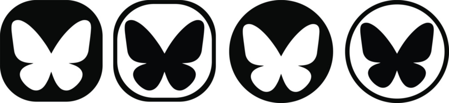 Bluesky social networking  icons collection in monochrome style featuring decentralized communication platform butterfly symbol variations design