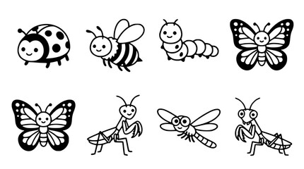 Obraz premium Cute cartoon insect vector icons for children design projects