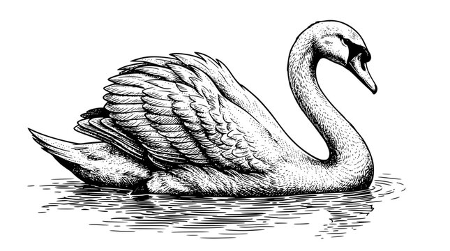Elegant swan vector illustration swimming gracefully on white background