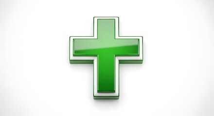 Fototapeta premium 3D rendered green cross symbol for health and addition