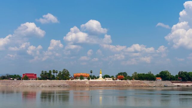 Time lapse 4k Pha That Sikhottabong stupa in Khamuan Province, Laos.