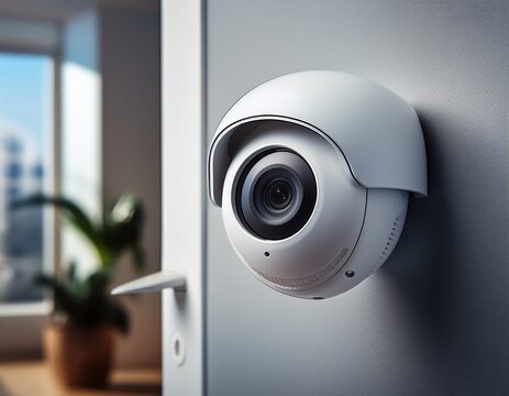motion detector with a camera on a wall indoors