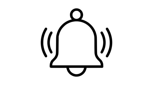 Simple ringing bell vector icon for digital interface alert notification