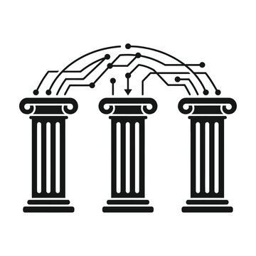 Digital technology connection between three pillars with technology connection information communication abstract