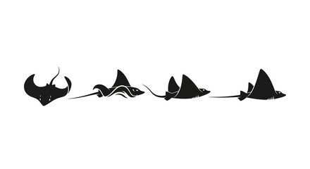 Fototapeta premium Stingray Silhouette Animation Sequence: Motion and Movement