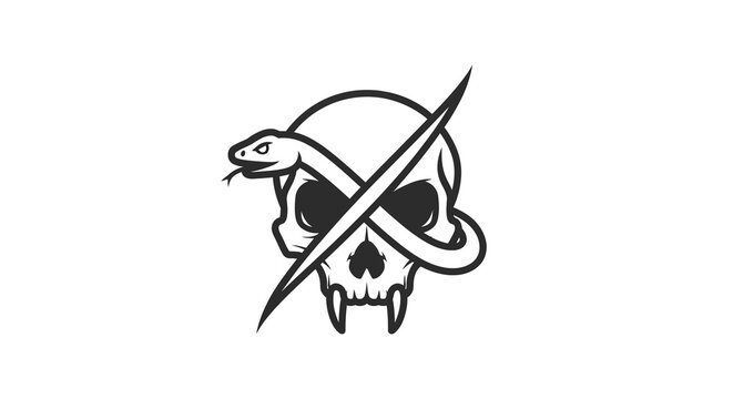 Skull and Snake Illustration: Danger Symbol, Macabre Art, Forbidden Icon
