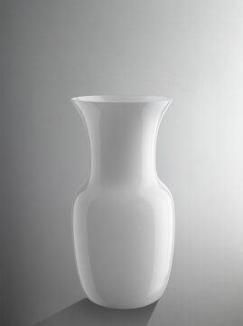Still life of a white glass vase, on a neutral background