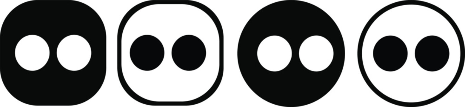 Flickr social media icons collection in monochrome style featuring photography sharing platform symbol design variations