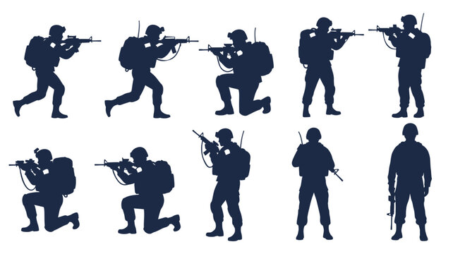 Silhouettes of soldiers with guns.