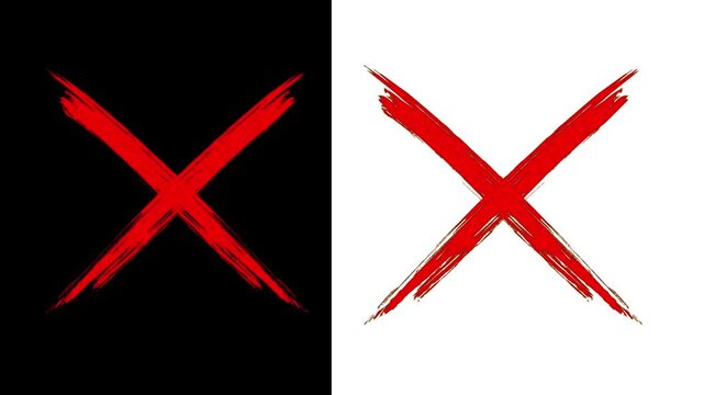 red and white cross mark animated video icon